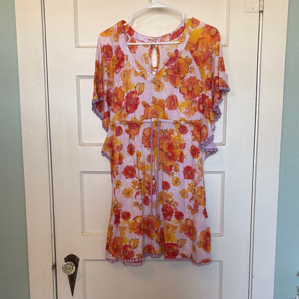 Uncle Frank Women’s Floral Dress With Pink And Orange Size S